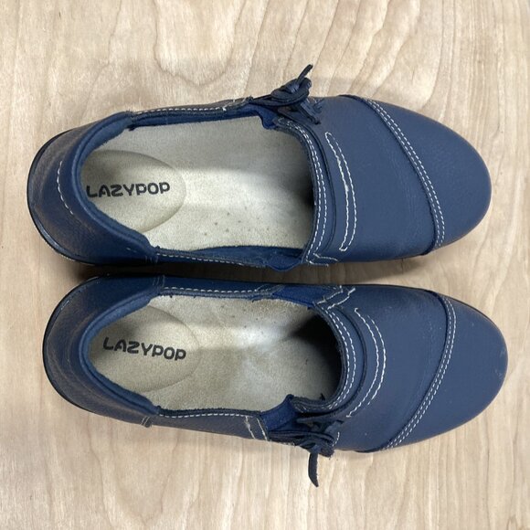 Lazypop Women's Size 7, Navy Blue Leather Loafers Comfort‎ Casual Lightweight - Picture 7 of 11